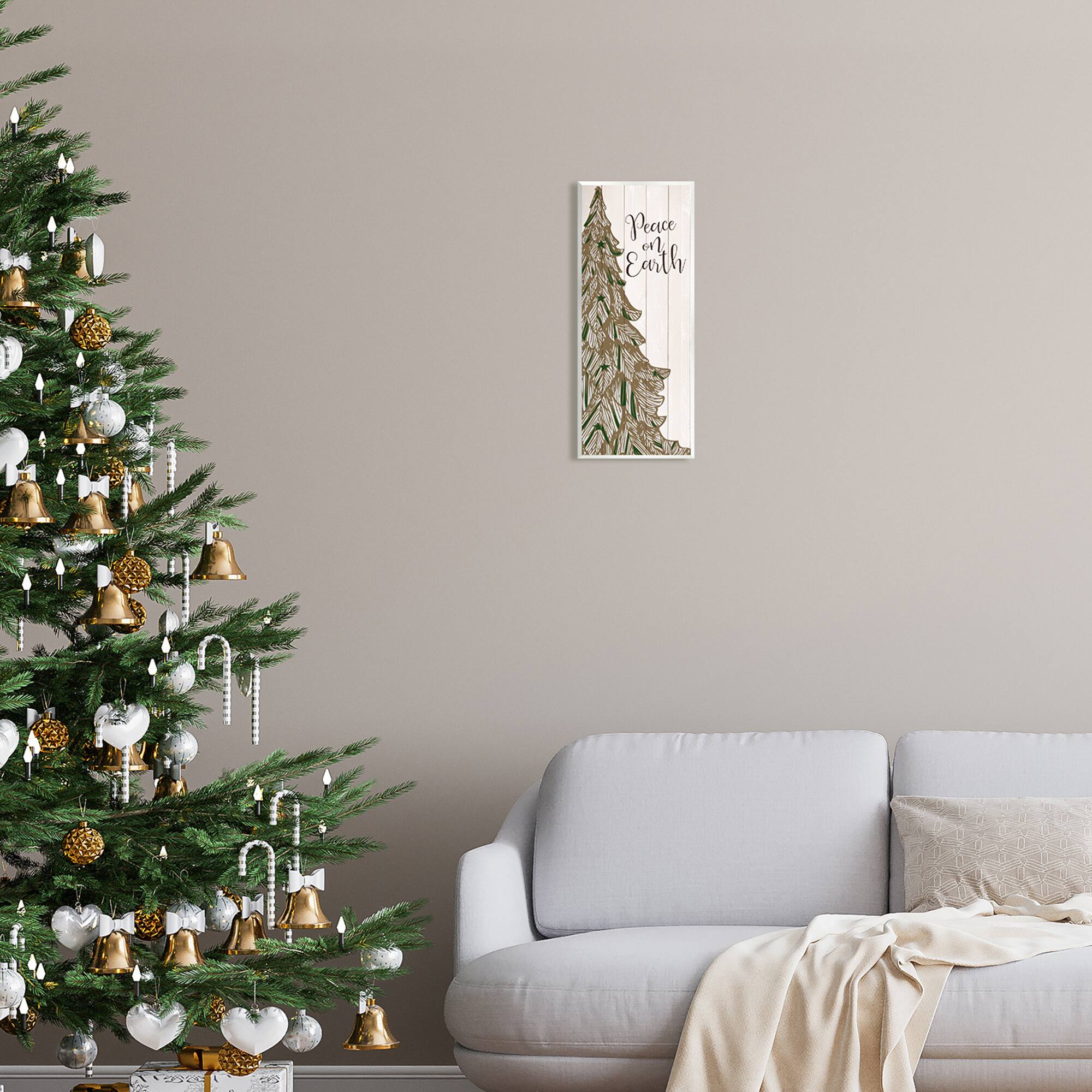 Stupell Industries Peace On Earth Tree Phrase Wall Plaque Art